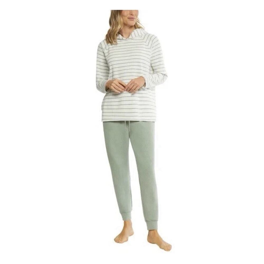 Max & Mia Women’s Waffle Knit Lounge Set Green Hoodie Jogger XL NWT